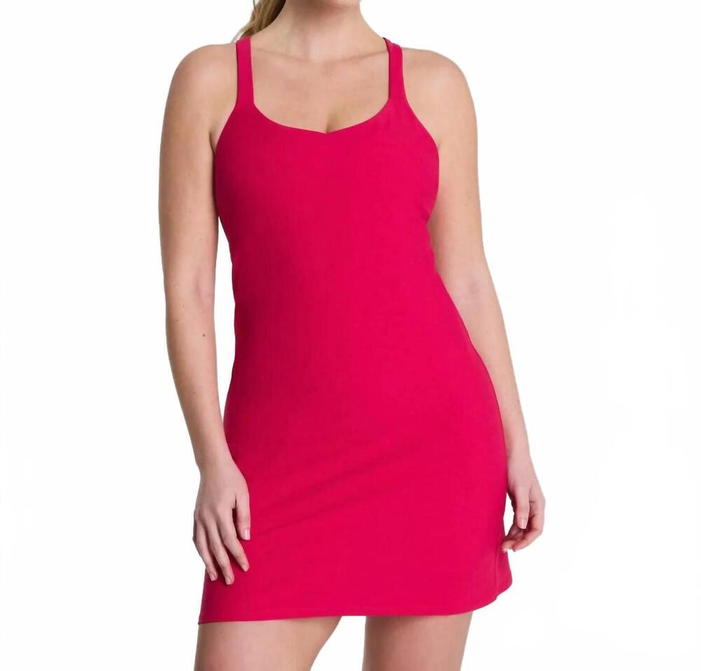 NEW SPANX shape boostup strappy back dress in fuchsia